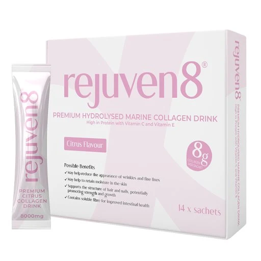 Rejuven8 Premium Hydrolysed Marine Liquid Collagen Drink 8000 mg, 14 Beutel 14 x 30 ml (Vorrat für 14 Tage)