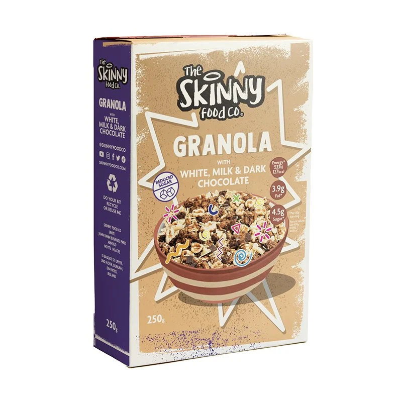 Dünnes Granola – Granola aus weißer Milch und dunkler Schokolade, 250 g