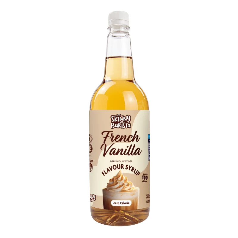 Skinny Barista Sirup mit französischem Vanillegeschmack – Kalorienfreier, zuckerfreier Skinny Coffee – 1 Liter