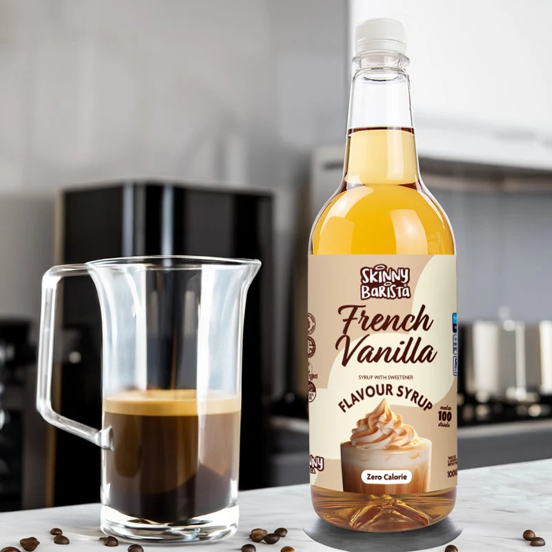 Skinny Barista Sirup mit französischem Vanillegeschmack – Kalorienfreier, zuckerfreier Skinny Coffee – 1 Liter