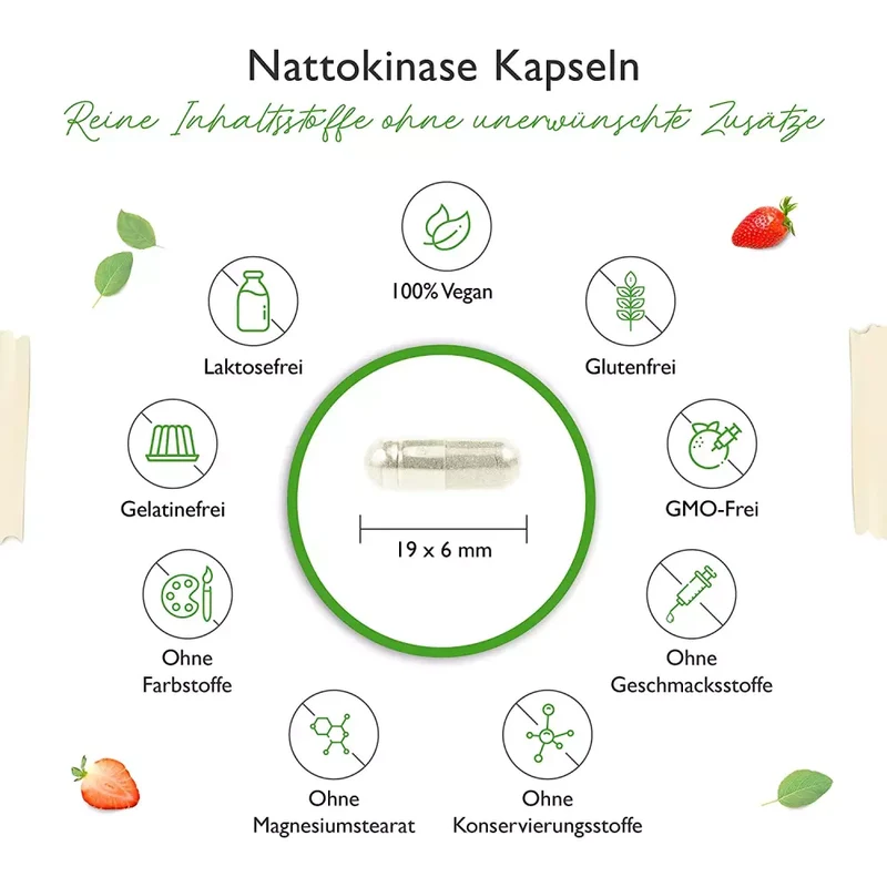 Nattokinase - 180 Kapseln mit je 100 mg (20.000 FU pro g = 2000 FU pro Kapsel) MHD 30.5.2026