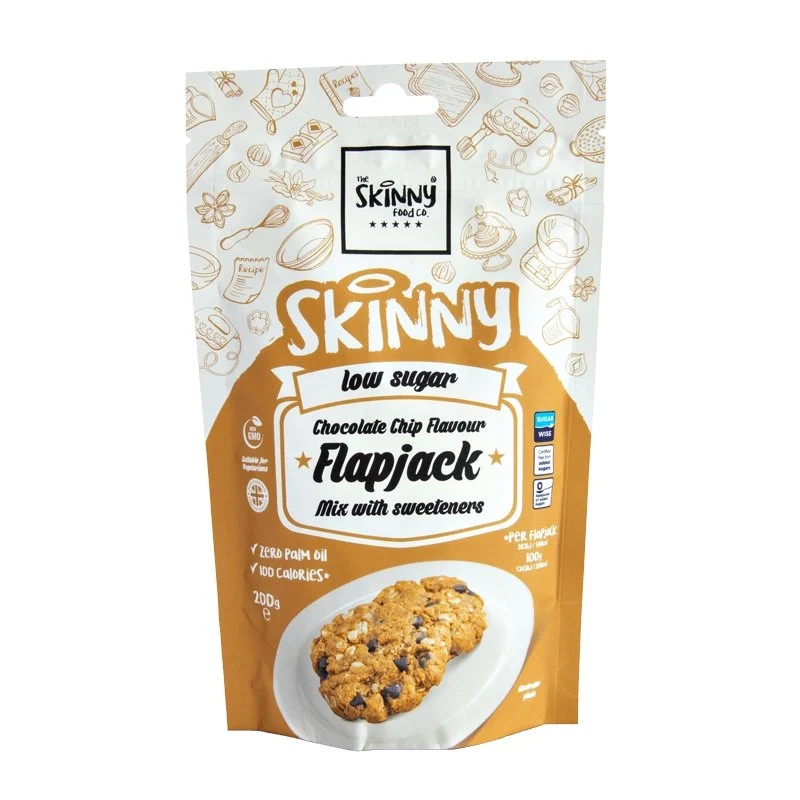 (Ausverkauf, Mindestens haltbar bis Juni 2025) Flapjack mit Schokoladenstückchengeschmack, zuckerarm, dünne Backmischung – 200 g