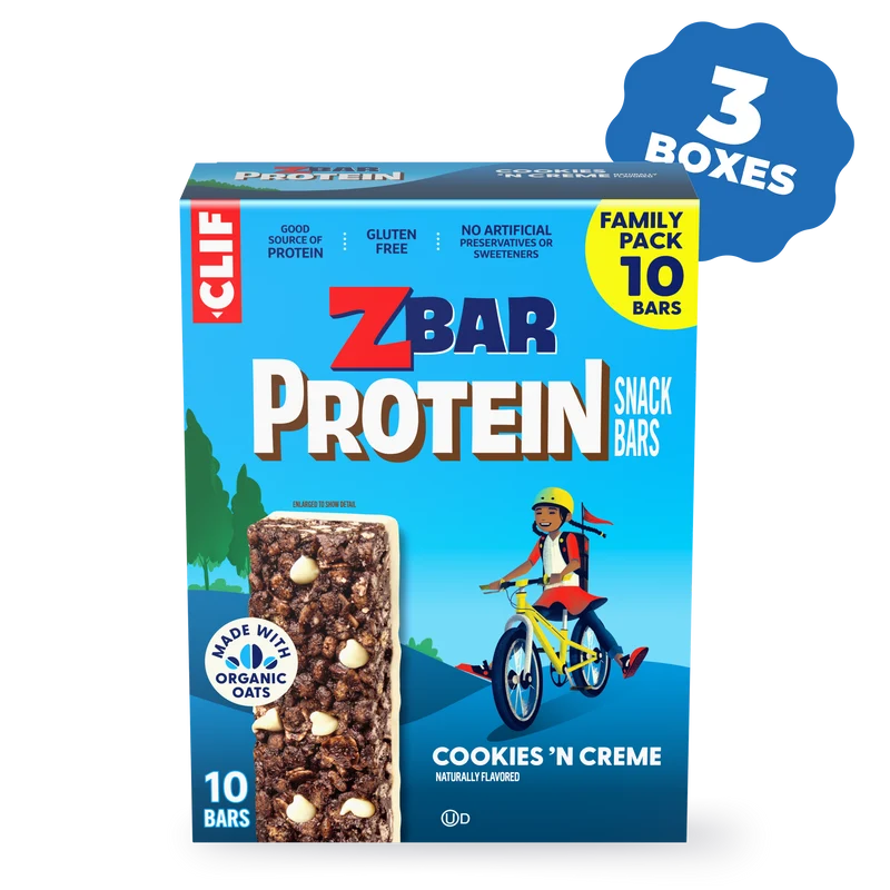 Zbar Protein Cookies 'N Creme Crispy Snack Bars, Gluten Free Protein Bars, 30 Bars