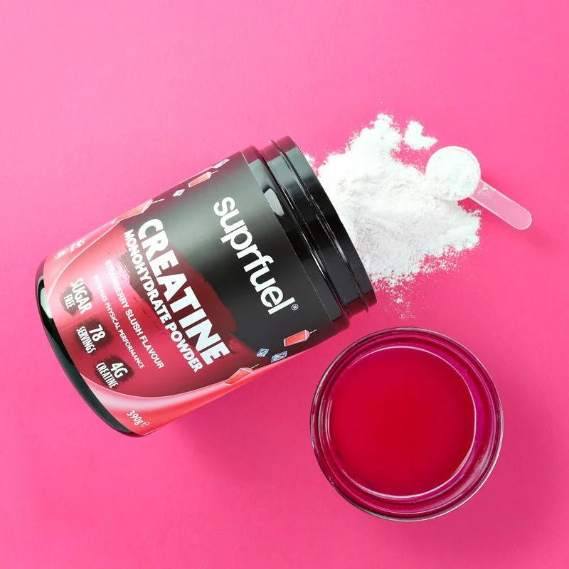 (Abverkauf, Mindesthaltbarkeitsdatum überschritten: 26. Mai) Suprfuel Kreatin-Monohydrat-Pulver 390 g - Erdbeer-Slush (78 Portionen)