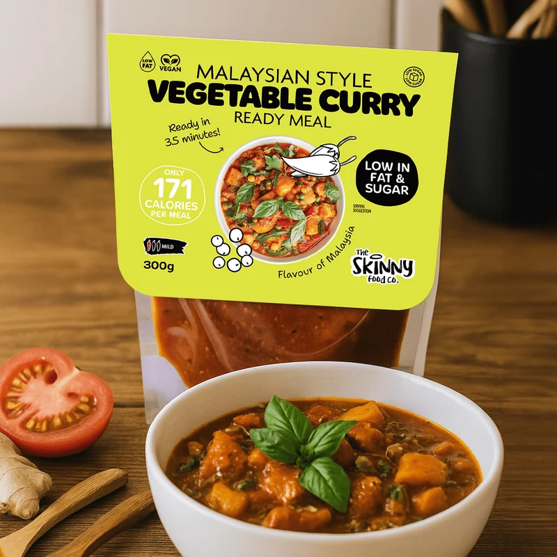 20 x Mageres Gemüsecurry nach malaysischer Art, 171 Kalorien, Fertiggericht – 300 g