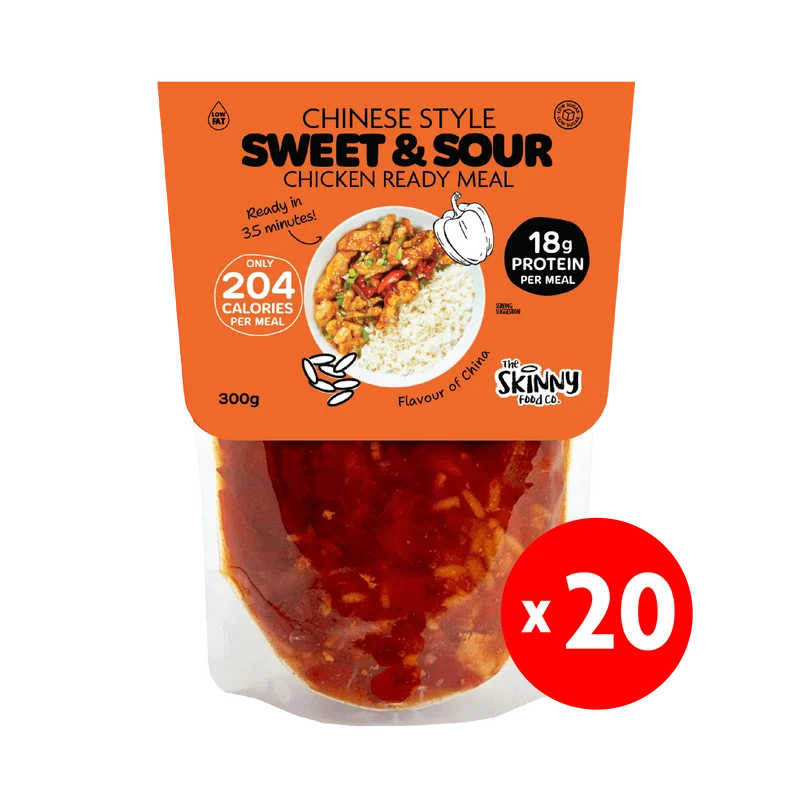 20 x Mageres chinesisches süß-saures Hähnchen, 207 Kalorien, Fertiggericht – 300 g