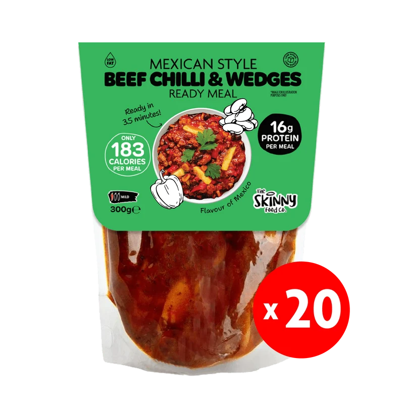 20 x dünne mexikanische Rindfleisch- und Chiliecken, 183 Kalorien, Fertiggericht – 300 g
