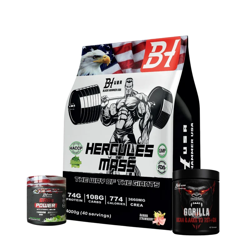Hercules Mass 8KG BananaStrawberry +Free BCAA 620g & EAA _ Save40%