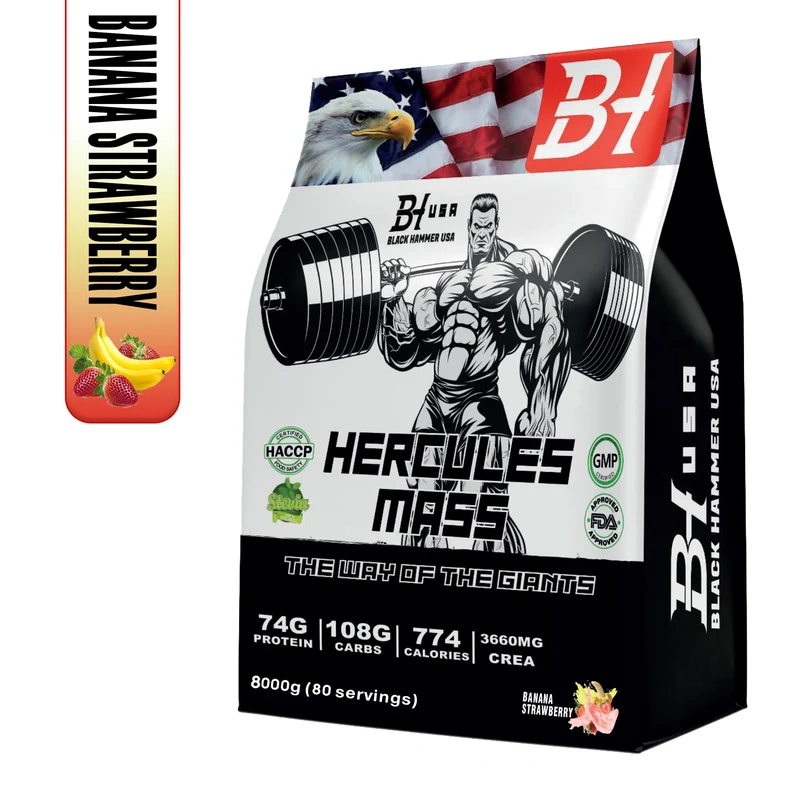 Hercules Mass 8KG BananaStrawberry +Free BCAA 620g & EAA _ Save40%