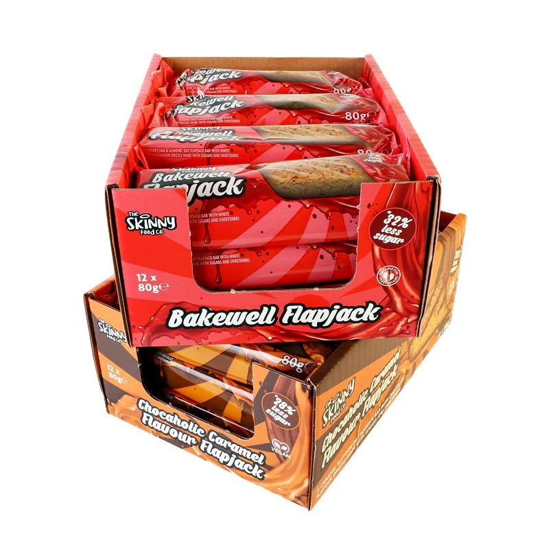 Skinny Food Co. Protein-Flapjacks mit niedrigem Zuckergehalt, 80 g, Karton x 12 (2 Geschmacksrichtungen)