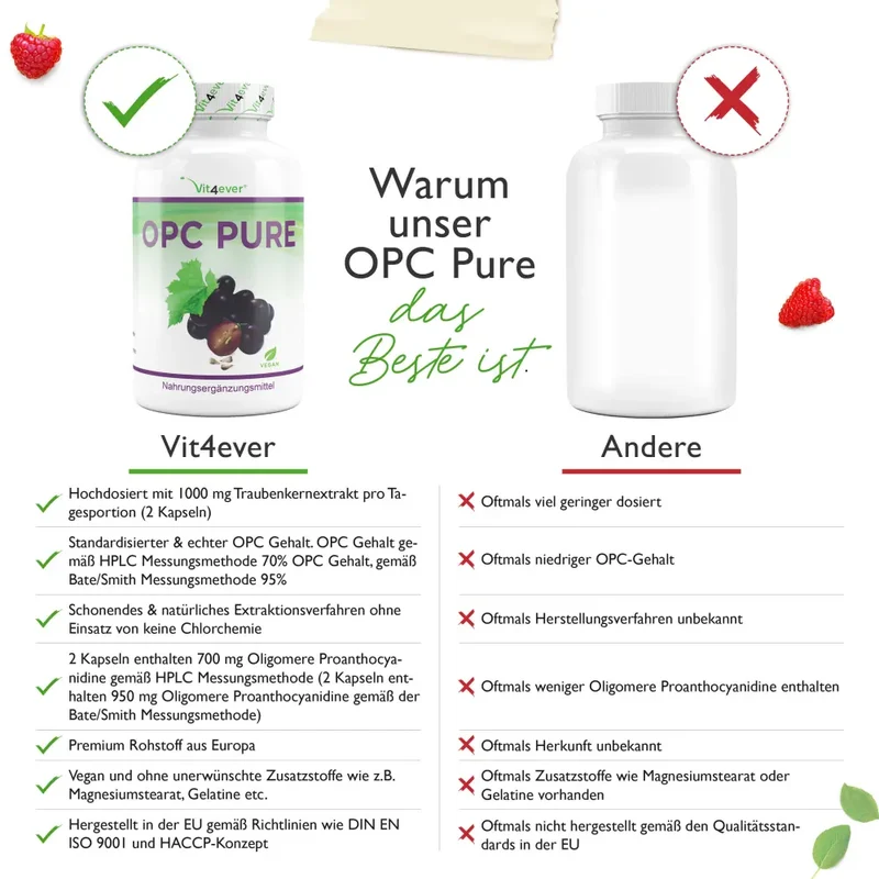 OPC Pure - 500 mg Traubenkernextrakt - (300 Kapseln)