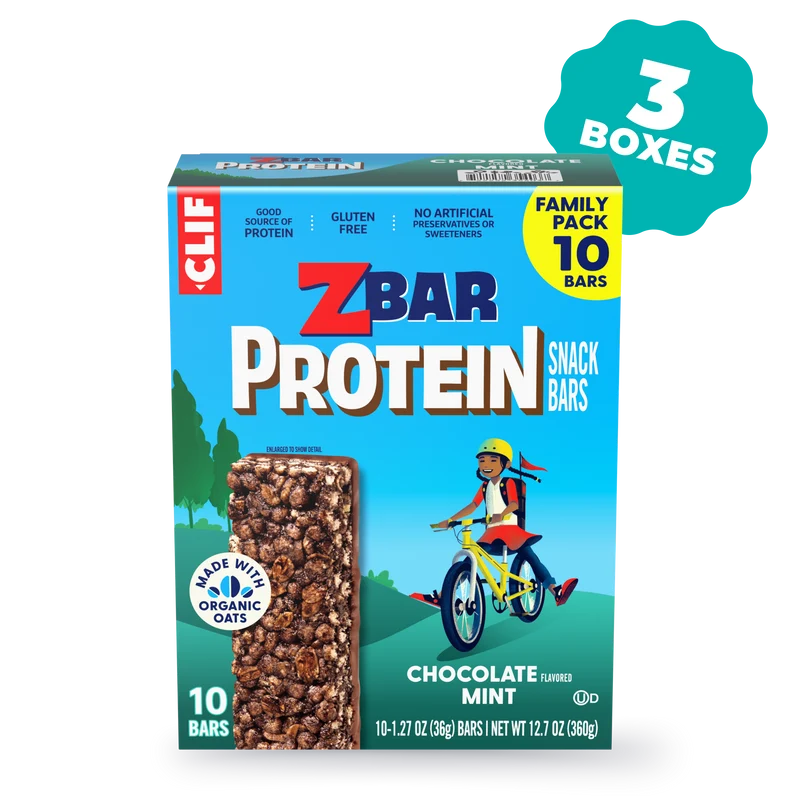 Zbar Protein Chocolate Flavored Mint Crispy Snack Bars, Gluten Free Protein Bars, 30 Bars