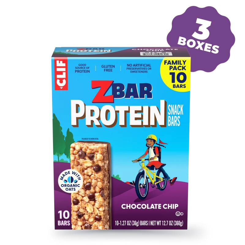 Zbar Protein Chocolate Chip Crispy Snack Bars, Gluten Free Protein Bars, 30 Bars