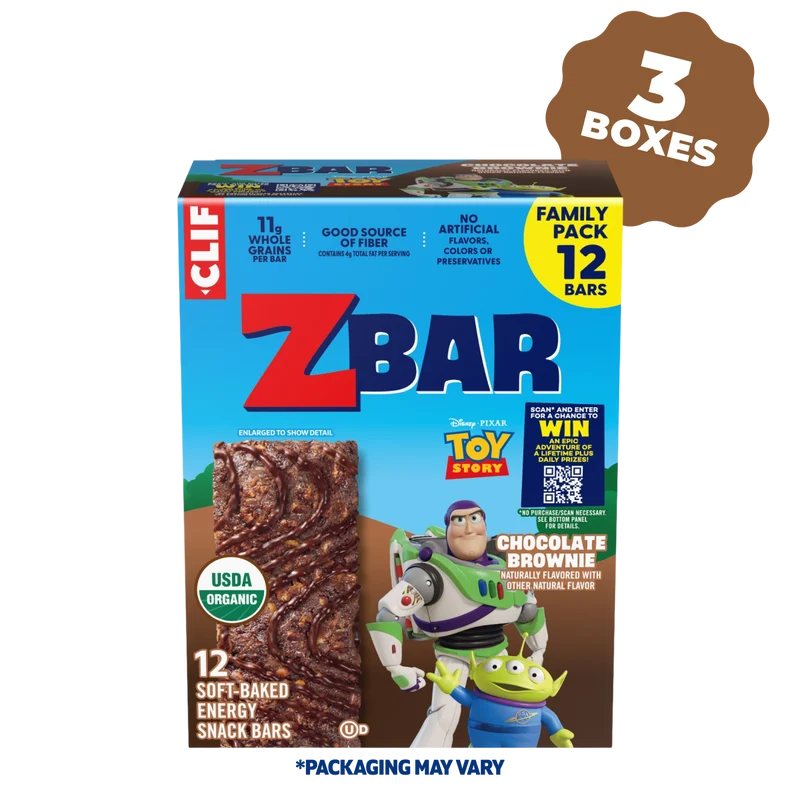 Zbar Chocolate Brownie Soft-Baked Energy Snack Bars, Organic Granola Bars Multi-Pack, 36 Bars