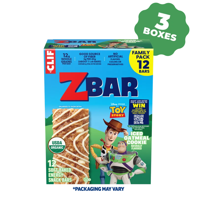 Zbar Iced Oatmeal Cookie Soft-Baked Energy Snack Bars, Organic Granola Bars Multi-Pack, 36 Bars