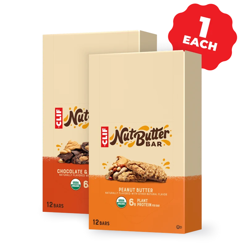 Nut Butter Bar Chocolate & Peanut Butter + Peanut Butter Variety Pack, 24 Bars