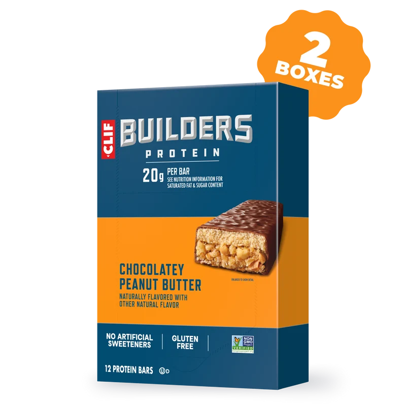 CLIF BUILDERS Chocolatey Peanut Butter Plant Based Protein Bars, 24 Bars