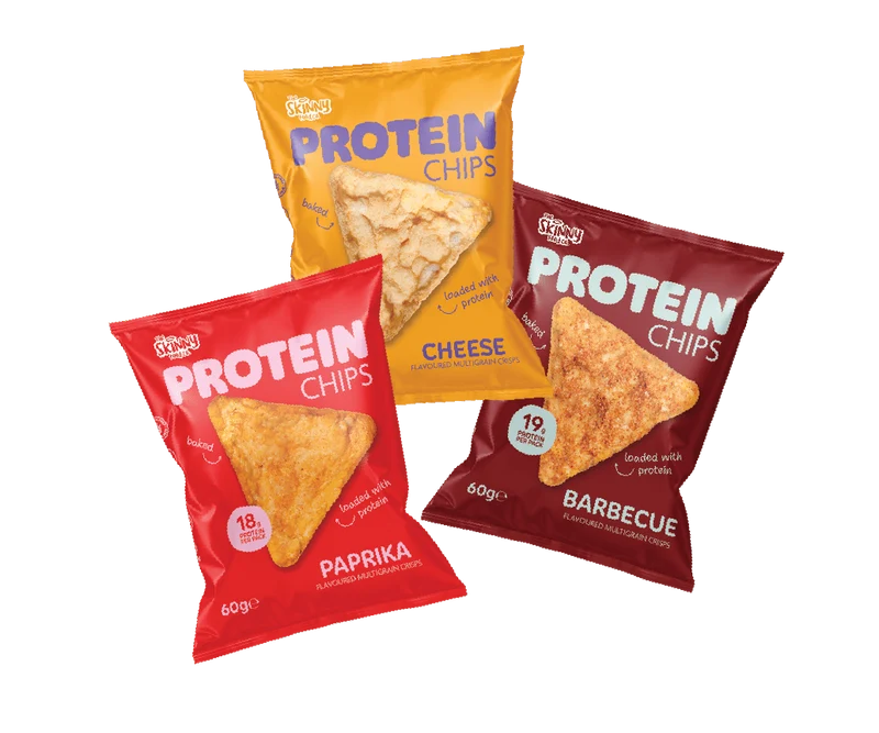 Skinny Protein Chips Wundertüte (3 Geschmacksrichtungen) 60 g (18–19 g Protein pro Packung)