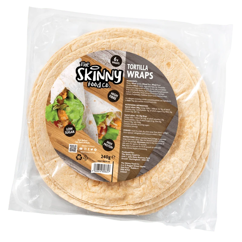 Dünne Tortilla-Wraps – 4 g Kohlenhydrate pro Wrap – 6 x 40 g