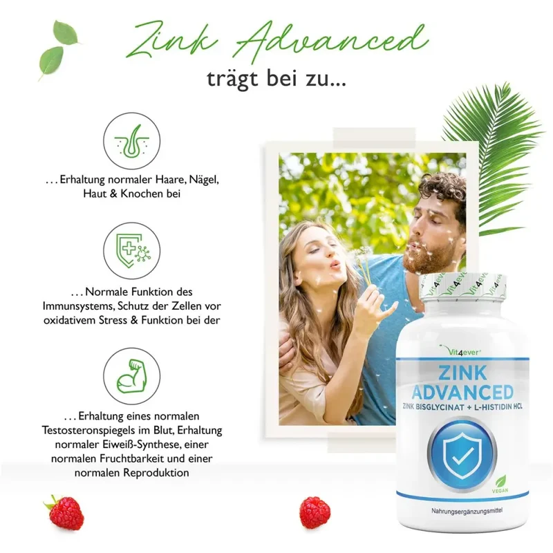 Zink Advanced (400 Tabletten mit 25 mg - Zinkbisglycinat + L-Histidin)