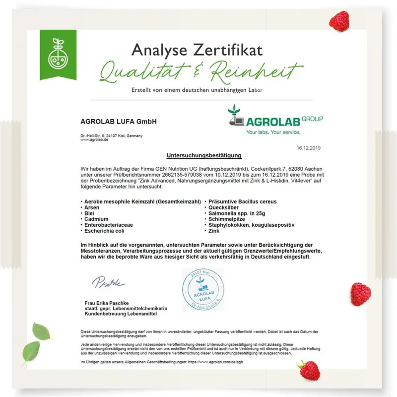 Zink Advanced (400 Tabletten mit 25 mg - Zinkbisglycinat + L-Histidin)