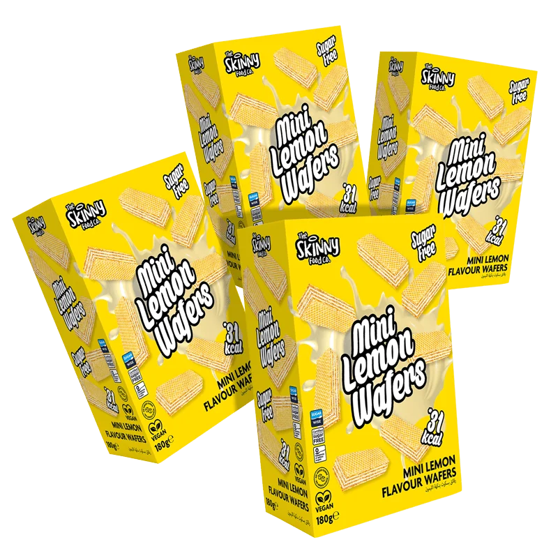 (Abverkauf, Mindesthaltbarkeitsdatum überschritten: 26. Februar) Skinny Mini Lemon Wafers 180g x 4 Box Bundle