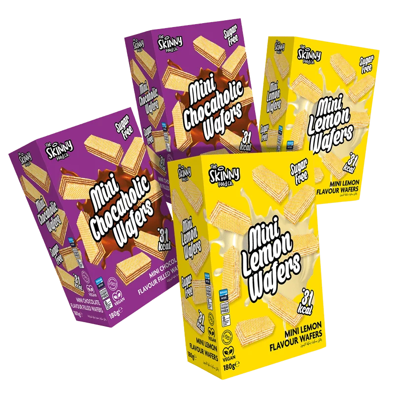 Skinny Mini Chocaholic + Zitronenwaffeln, 180 g, 4er-Box, gemischtes Geschmackspaket