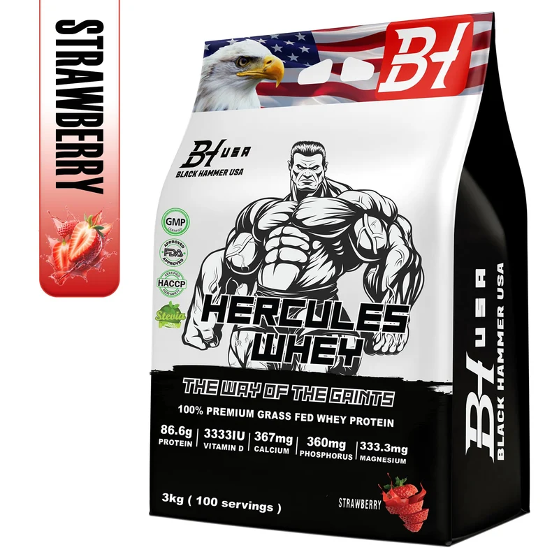 2x Hercules Whey Protein 3kg Strawberry + Free Nano Creatine
