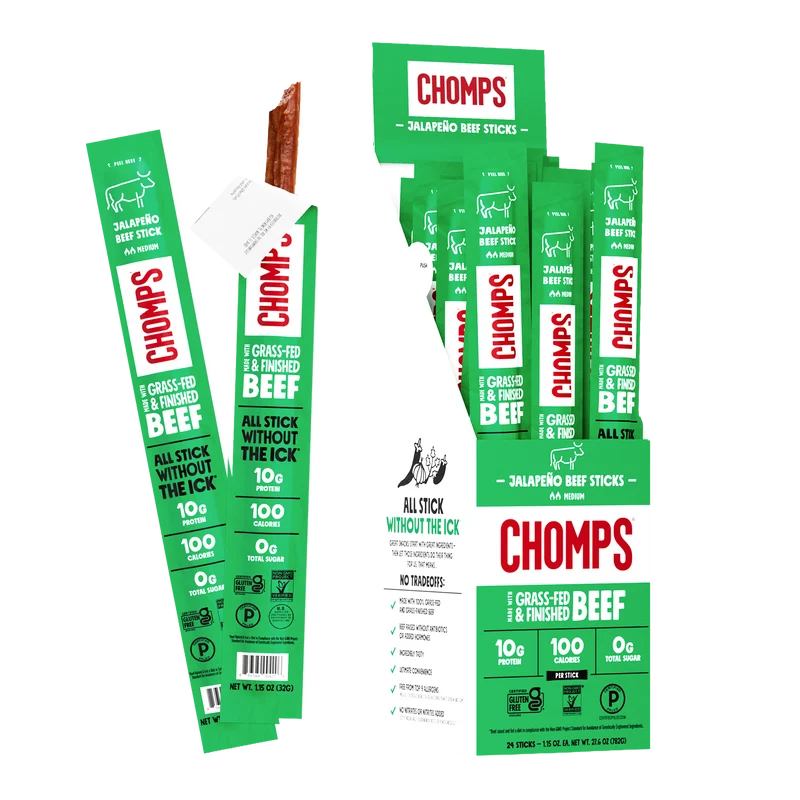 Chomps Grass-Fed and Finished Beef Sticks