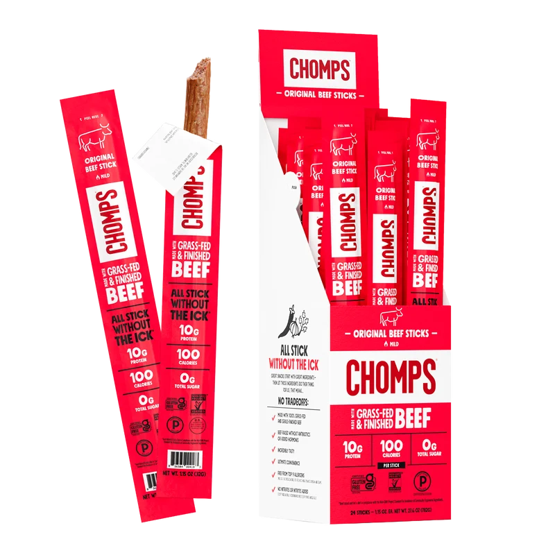 Chomps Grass-Fed and Finished Beef Sticks