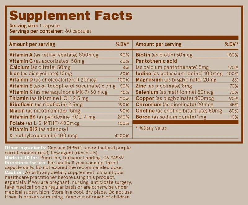 Puori V Multi Vitamin and Minerals