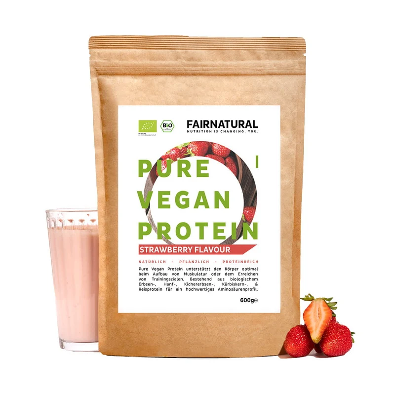 Poudre de protéine végétalienne bio fraise sans soja