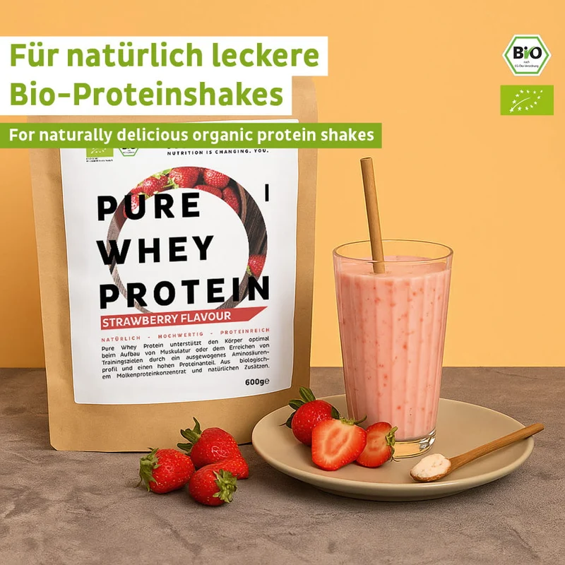 Poudre de protéine de lactosérum bio à la fraise