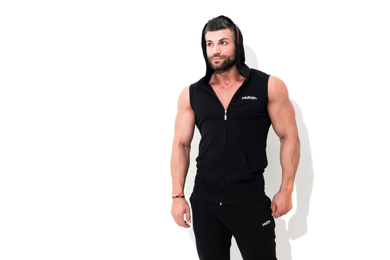 Mutaria Zip Sleeveless Hoodie Black