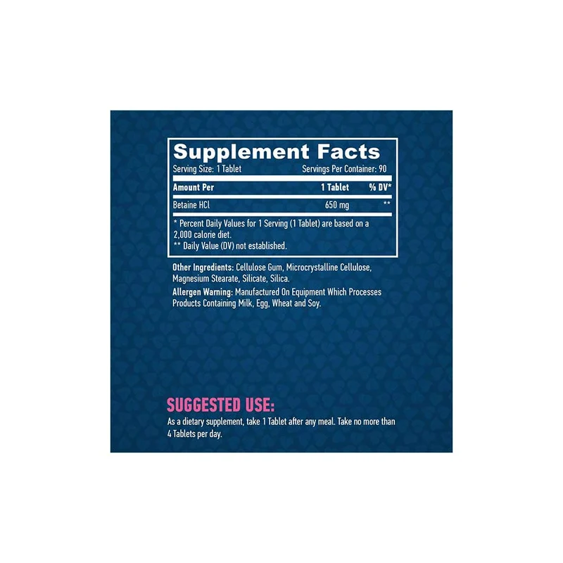 Haya Labs Betain HCL 650 mg – 90 Kapseln