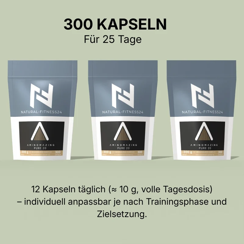 Aminomazing Pure 20 – Alle 20 proteinogenen Aminosäuren 300 Kapseln