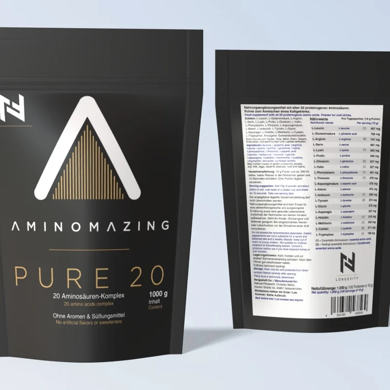 Aminomazing Pure 20 – Alle 20 proteinogenen Aminosäuren Pulver, 1000g