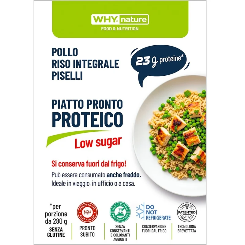 Piatto Pronto Proteico 280g - Pollo, riso integrale e piselli