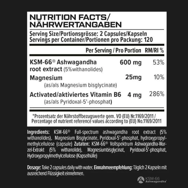 VAST Sports Ashwagandha 600 Pro, 120 Kapseln