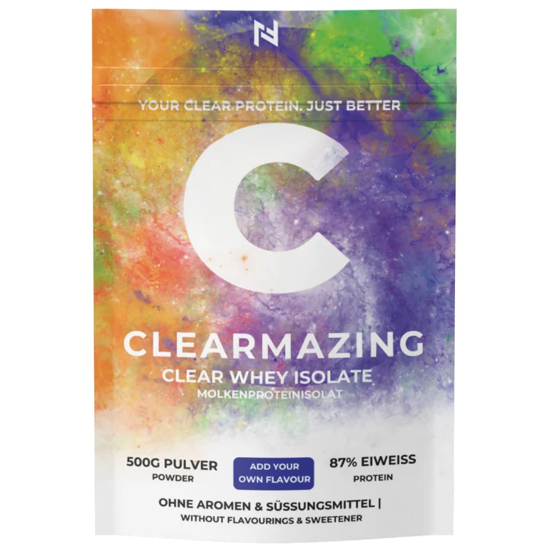 Clearmazing Clear Whey Protein Isolat – 500g | 87% Eiweißgehalt, Ohne Aroma & Süßungsmittel