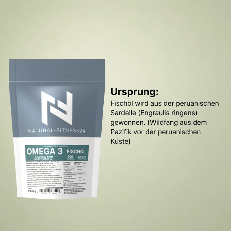 Omega-3 Fischöl 400 Kapseln 1000 mg – 500 EPA / 250 DHA – TG-Form