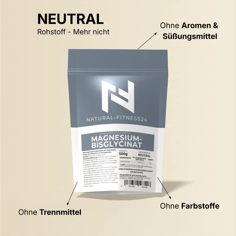 Magnesium Bisglycinat 500g Pulver – Neutral