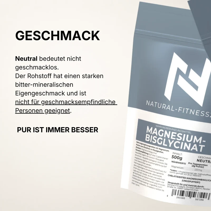 Magnesium Bisglycinat 500g Pulver – Neutral