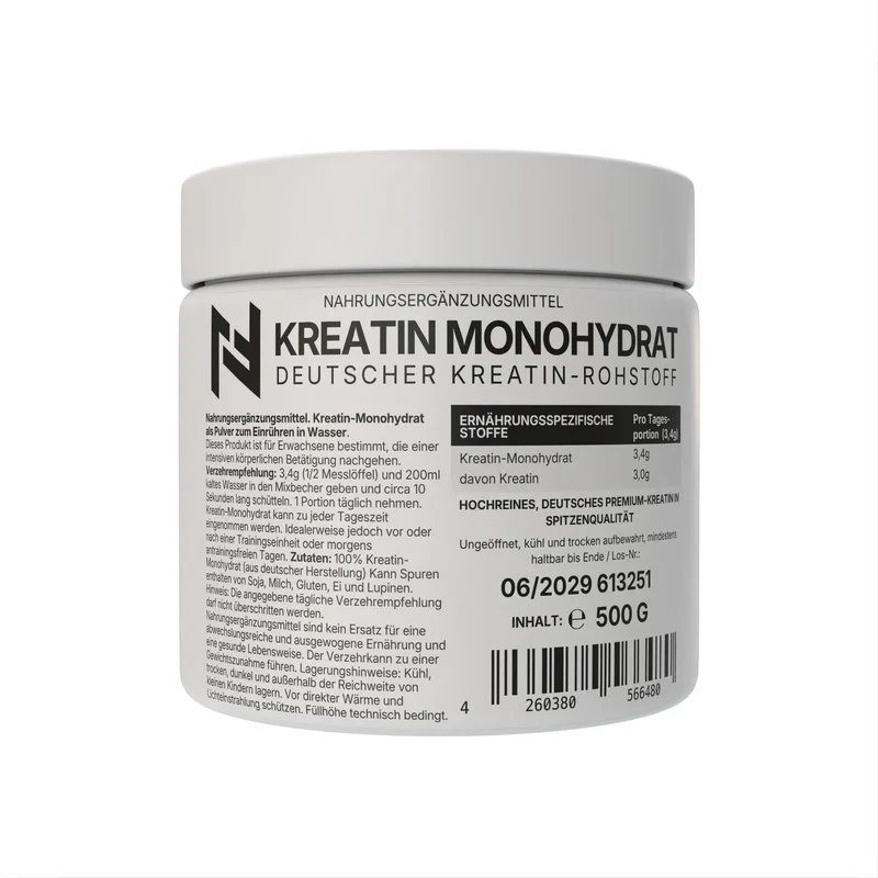 Kreatin Monohydrat Pulver 500g – deutscher Rohstoff