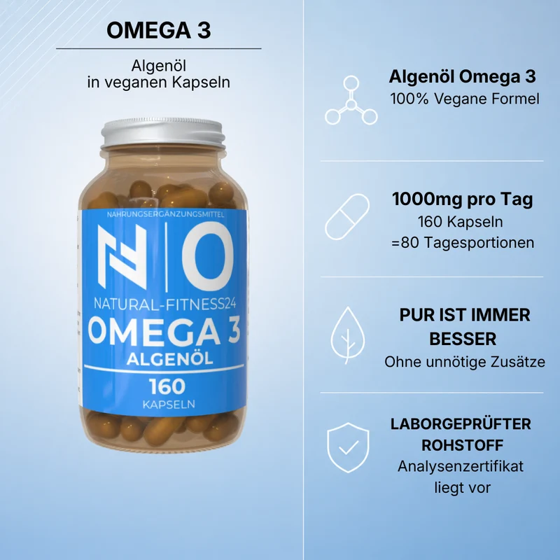 Vegane Omega 3 Kapseln mit Algenöl - 160 Kapseln