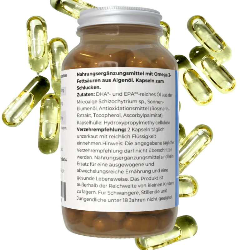 Vegane Omega 3 Kapseln mit Algenöl - 160 Kapseln