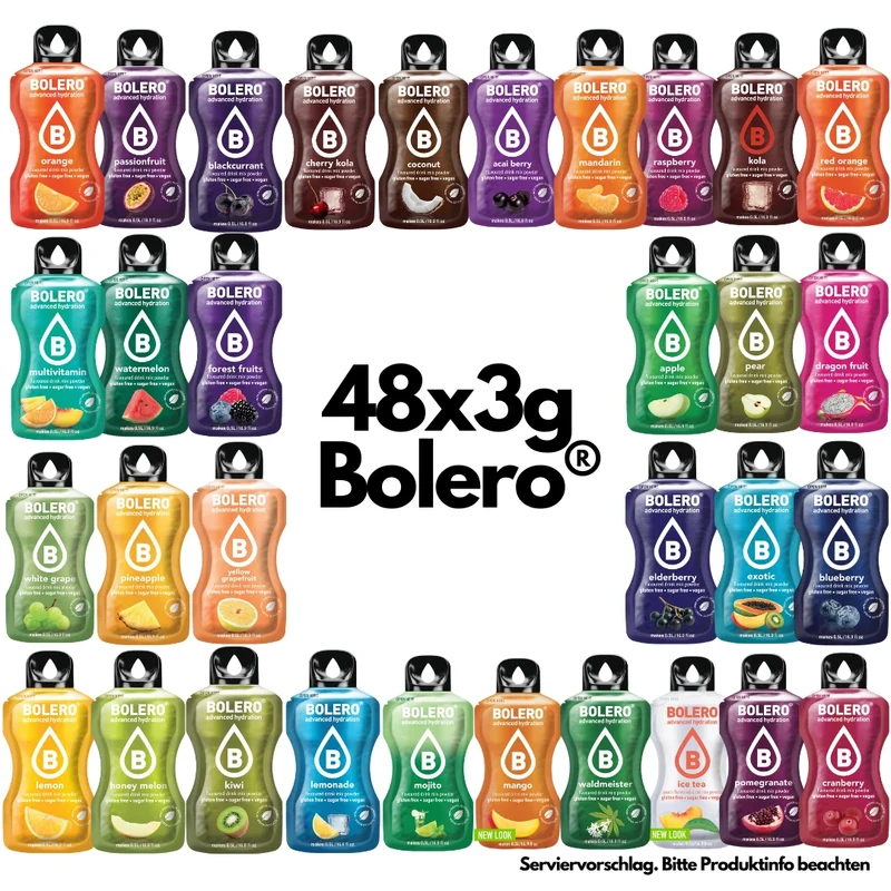 Bolero® 48er Mixbox – 48 x 3g Zuckerfreies Instant Erfrischungsgetränk
