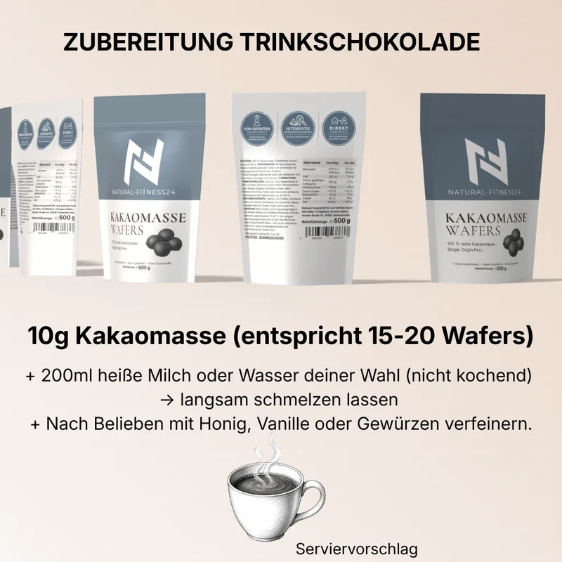 Kakaomasse Wafers 500g – Single Origin Peru für Trinkschokolade & Schokolade – vegan