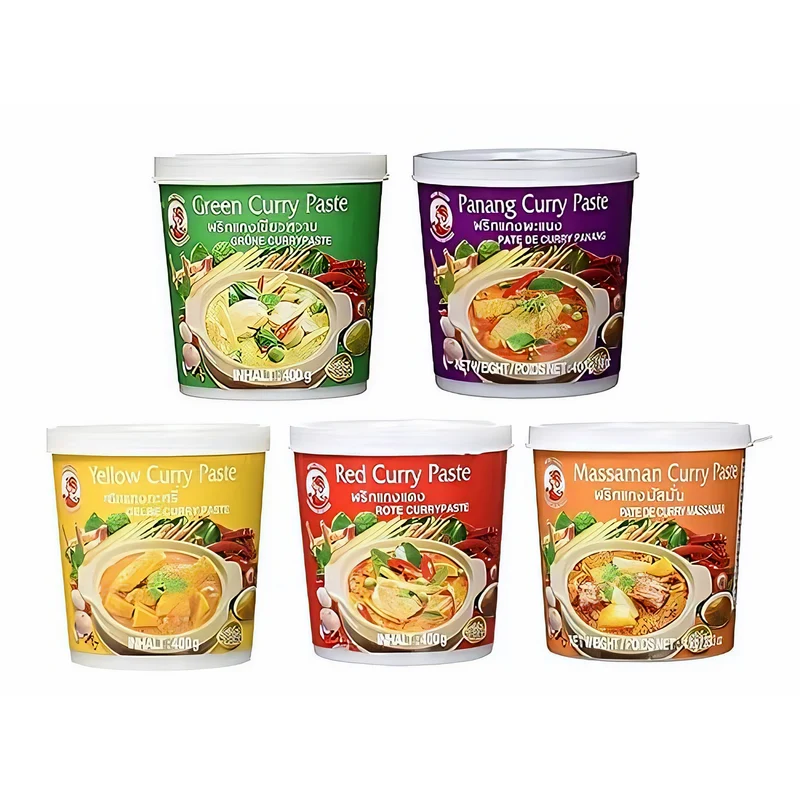 Cock Brand - Probierset Currypasten - 5er Pack (5 x 400g) - 5 Sorten, je 1 Dose
