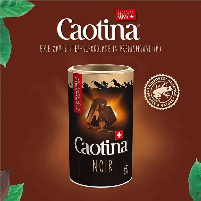 Caotina Noir dunkle Trinkschokolade - Kakao-Pulver 45% Kakaoanteil und dunkler Schweizer Schokolade - 500g